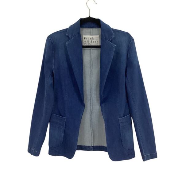 Frank & Eileen Dublin 1977 Wash Blue Italian Performance Denim Blazer Size XS - Picture 8 of 15
